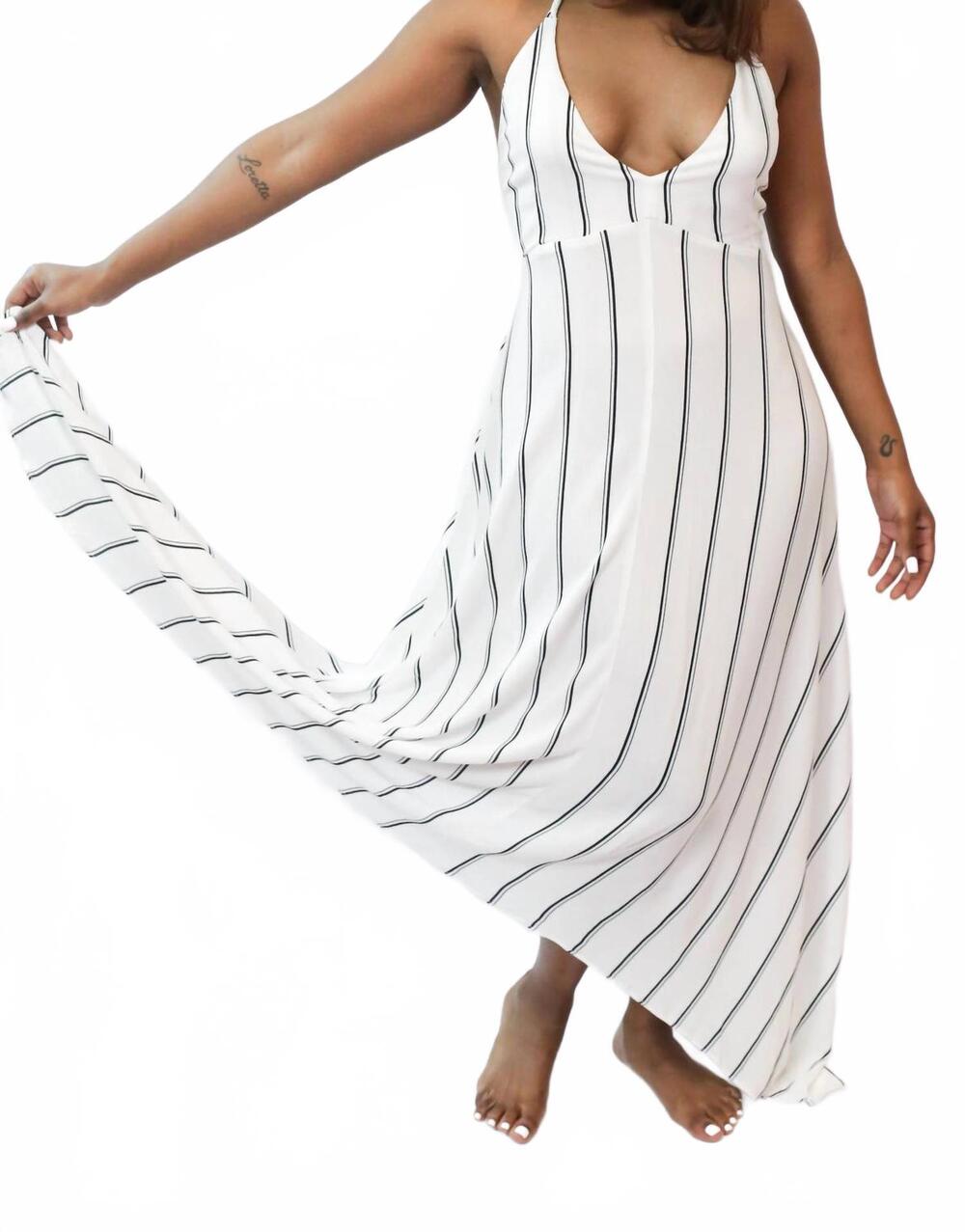 NEW ELAN halter tie asymmetrical maxi dress in white black